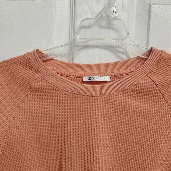 Cupshe Orange Creamsicle Tie-Front Cropped Sweatshirt - Picture 3 of 10
